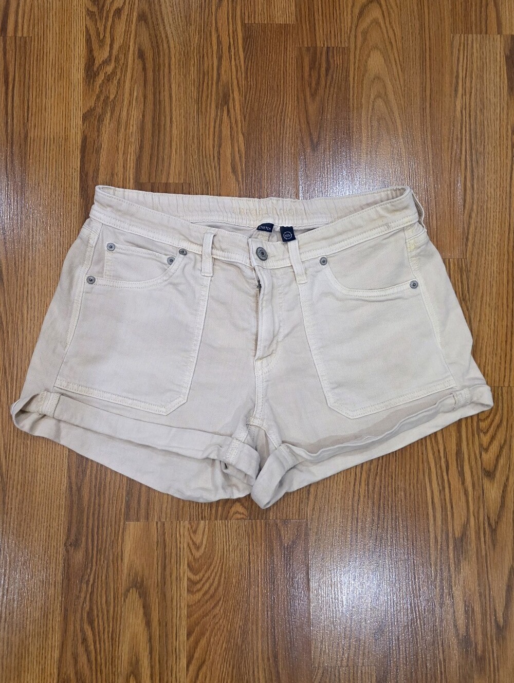 American Eagle Shorts Beige Rolled Hem Stretch Casual Pockets Summer Women's 6